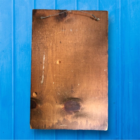 Vintage Hand Painted On Distressed Wood Bunny Hugging Chick Adorable! Rustic - Picture 2 of 3